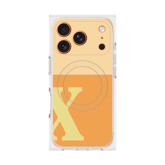 プレミアムスクエアケース with MagSafe［ オリジナル - initial two tone - X orange ］