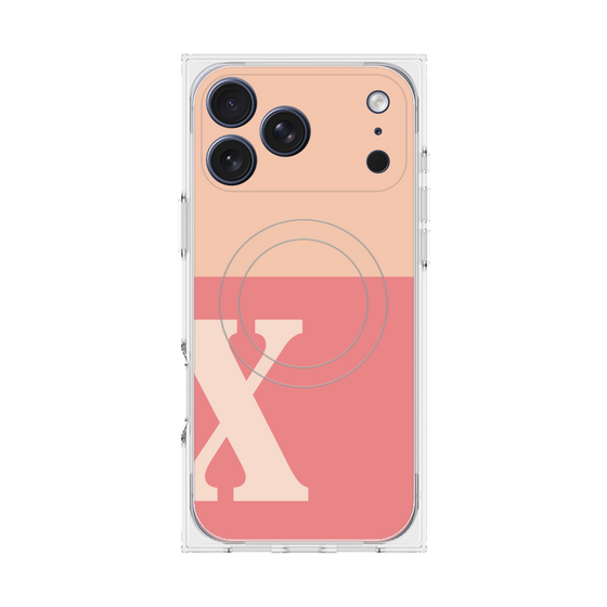プレミアムスクエアケース with MagSafe［ オリジナル - initial two tone - X pink ］