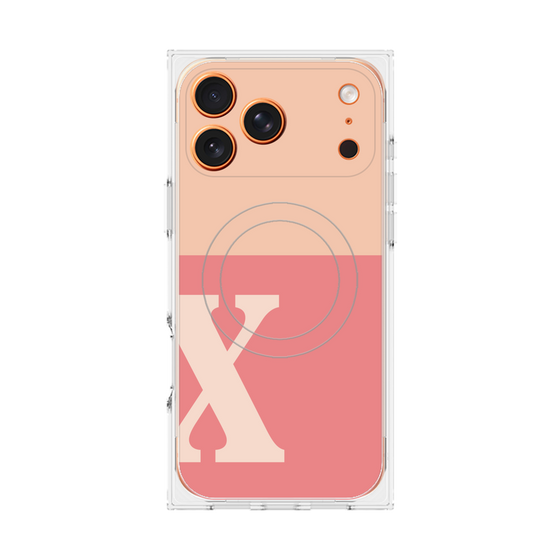 プレミアムスクエアケース with MagSafe［ オリジナル - initial two tone - X pink ］