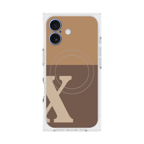 プレミアムスクエアケース with MagSafe［ オリジナル - initial two tone - X brown ］