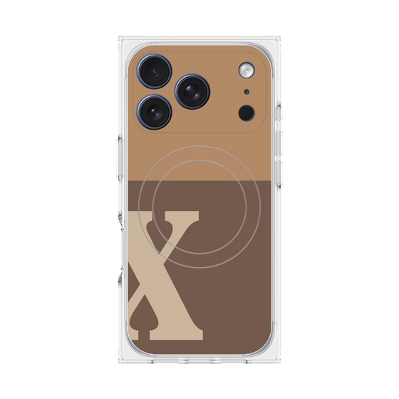 プレミアムスクエアケース with MagSafe［ オリジナル - initial two tone - X brown ］