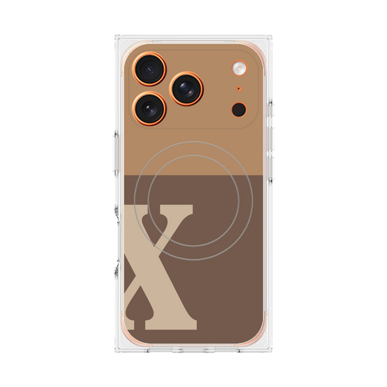 プレミアムスクエアケース with MagSafe［ オリジナル - initial two tone - X brown ］
