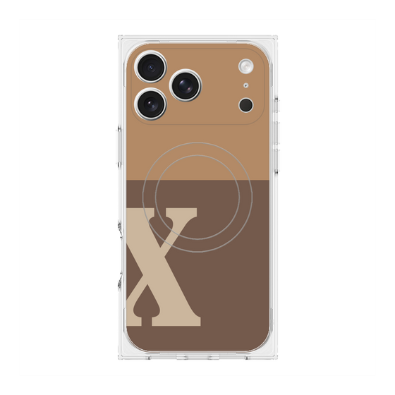 プレミアムスクエアケース with MagSafe［ オリジナル - initial two tone - X brown ］