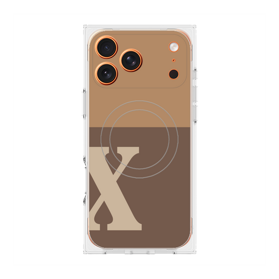 プレミアムスクエアケース with MagSafe［ オリジナル - initial two tone - X brown ］