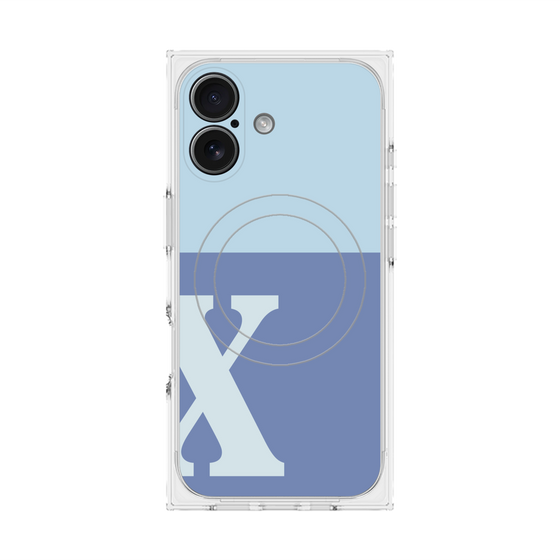 プレミアムスクエアケース with MagSafe［ オリジナル - initial two tone - X blue ］