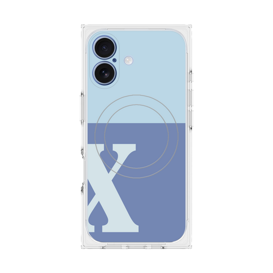プレミアムスクエアケース with MagSafe［ オリジナル - initial two tone - X blue ］
