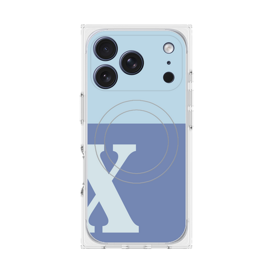プレミアムスクエアケース with MagSafe［ オリジナル - initial two tone - X blue ］
