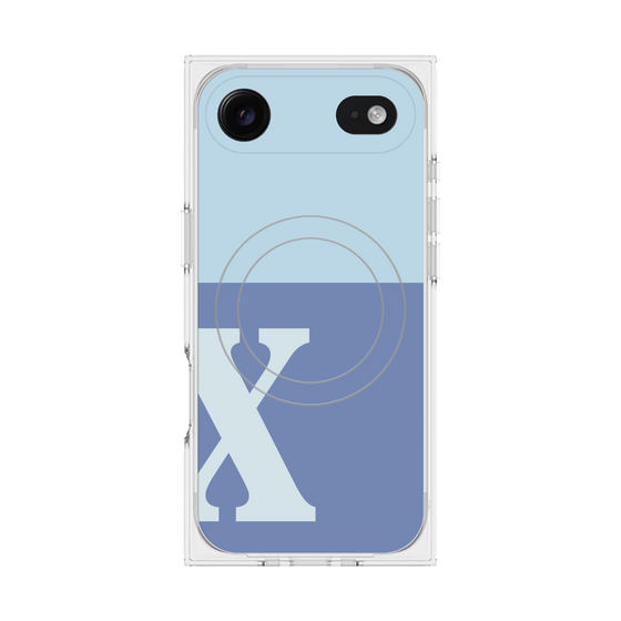 プレミアムスクエアケース with MagSafe［ オリジナル - initial two tone - X blue ］
