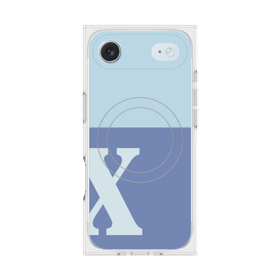 プレミアムスクエアケース with MagSafe［ オリジナル - initial two tone - X blue ］