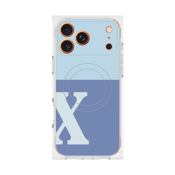 プレミアムスクエアケース with MagSafe［ オリジナル - initial two tone - X blue ］