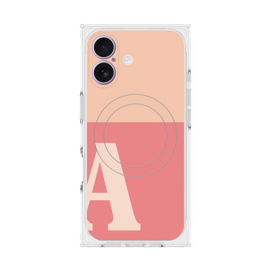 プレミアムスクエアケース with MagSafe［ オリジナル - initial two tone - A pink ］