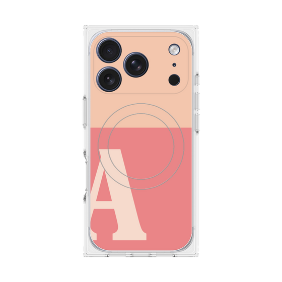 プレミアムスクエアケース with MagSafe［ オリジナル - initial two tone - A pink ］