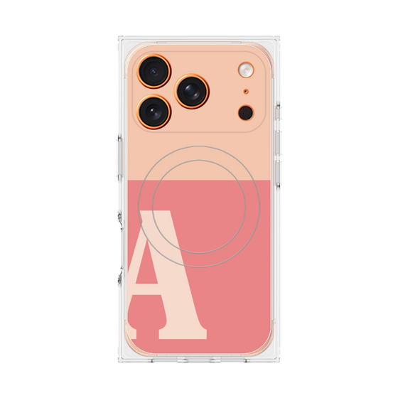 プレミアムスクエアケース with MagSafe［ オリジナル - initial two tone - A pink ］