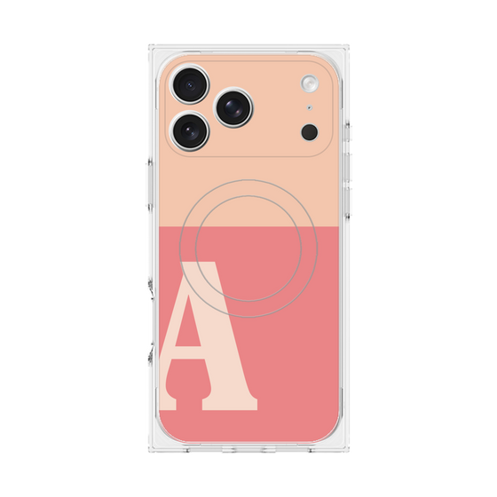 プレミアムスクエアケース with MagSafe［ オリジナル - initial two tone - A pink ］