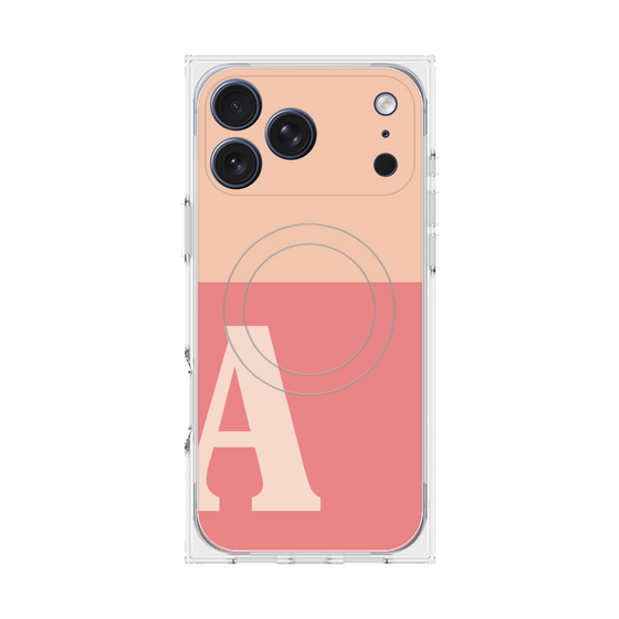 プレミアムスクエアケース with MagSafe［ オリジナル - initial two tone - A pink ］
