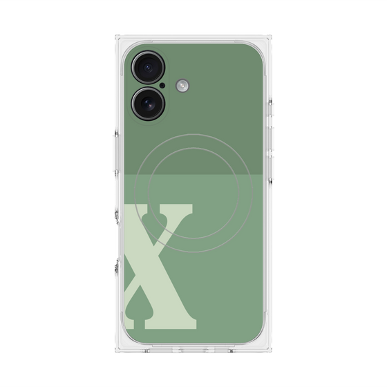 プレミアムスクエアケース with MagSafe［ オリジナル - initial two tone - X green ］