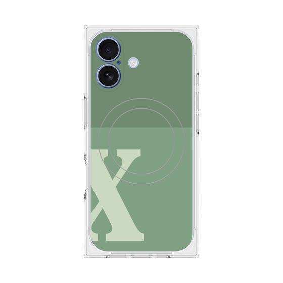 プレミアムスクエアケース with MagSafe［ オリジナル - initial two tone - X green ］