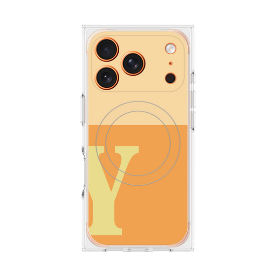 プレミアムスクエアケース with MagSafe［ オリジナル - initial two tone - Y orange ］