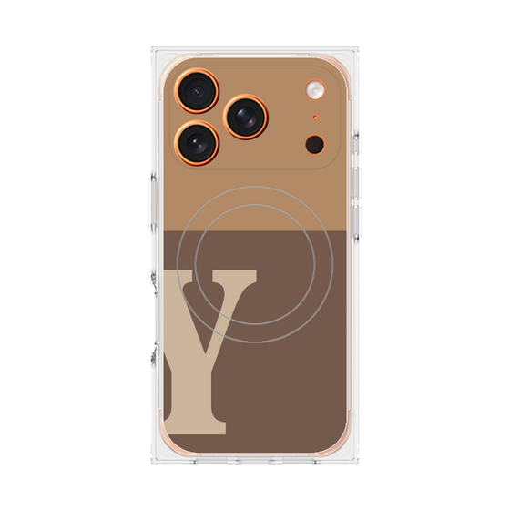 プレミアムスクエアケース with MagSafe［ オリジナル - initial two tone - Y brown ］