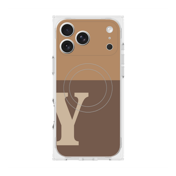 プレミアムスクエアケース with MagSafe［ オリジナル - initial two tone - Y brown ］