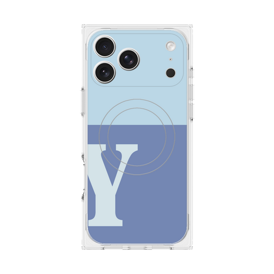 プレミアムスクエアケース with MagSafe［ オリジナル - initial two tone - Y blue ］