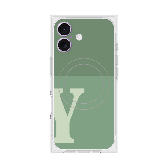 プレミアムスクエアケース with MagSafe［ オリジナル - initial two tone - Y green ］