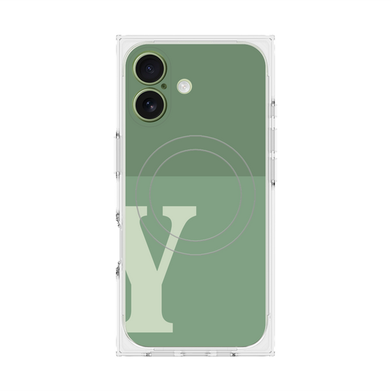 プレミアムスクエアケース with MagSafe［ オリジナル - initial two tone - Y green ］