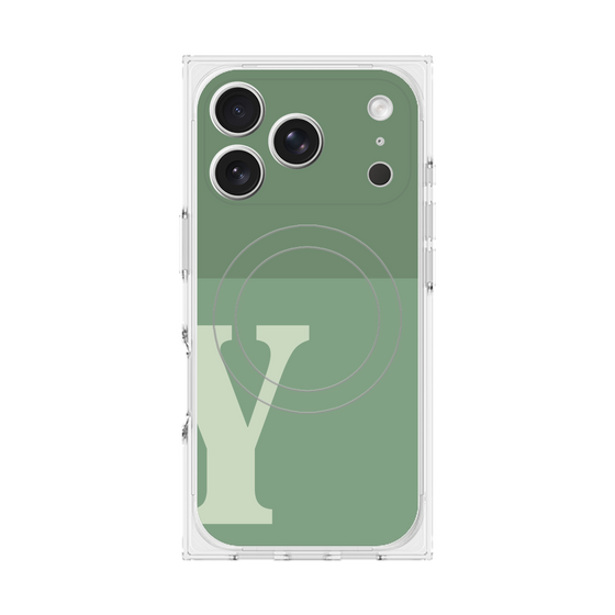 プレミアムスクエアケース with MagSafe［ オリジナル - initial two tone - Y green ］