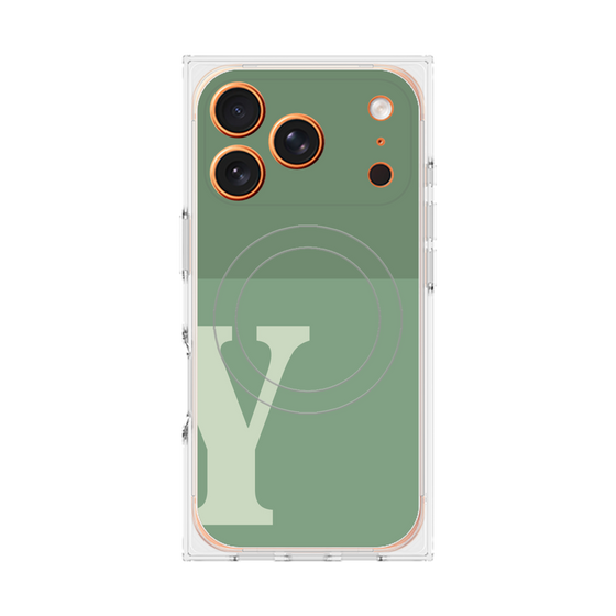 プレミアムスクエアケース with MagSafe［ オリジナル - initial two tone - Y green ］