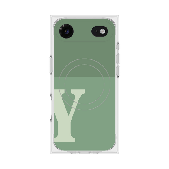 プレミアムスクエアケース with MagSafe［ オリジナル - initial two tone - Y green ］