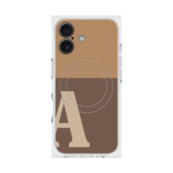 プレミアムスクエアケース with MagSafe［ オリジナル - initial two tone - A brown ］