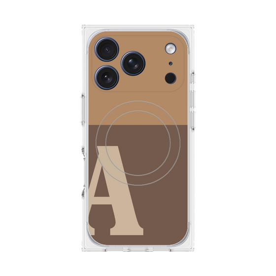 プレミアムスクエアケース with MagSafe［ オリジナル - initial two tone - A brown ］