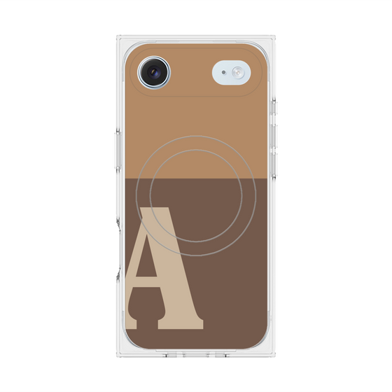 プレミアムスクエアケース with MagSafe［ オリジナル - initial two tone - A brown ］