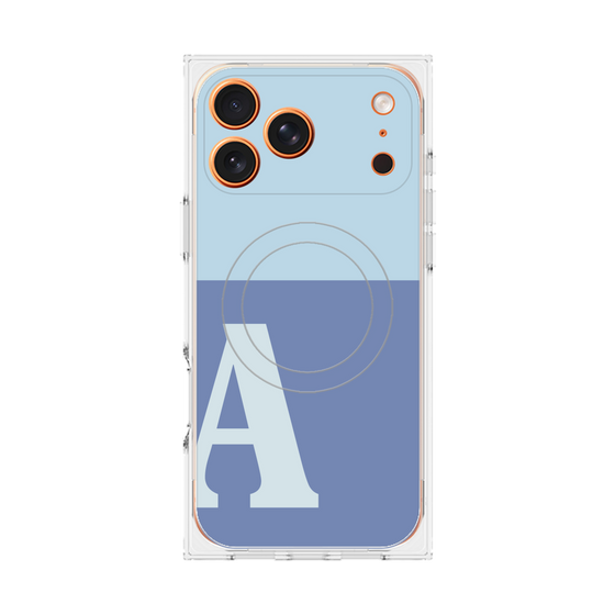 プレミアムスクエアケース with MagSafe［ オリジナル - initial two tone - A blue ］