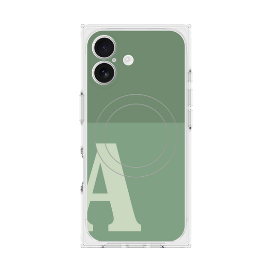 プレミアムスクエアケース with MagSafe［ オリジナル - initial two tone - A green ］