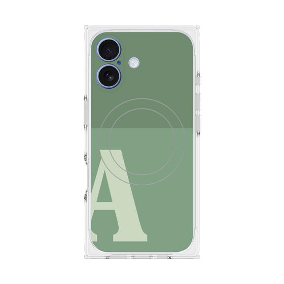 プレミアムスクエアケース with MagSafe［ オリジナル - initial two tone - A green ］