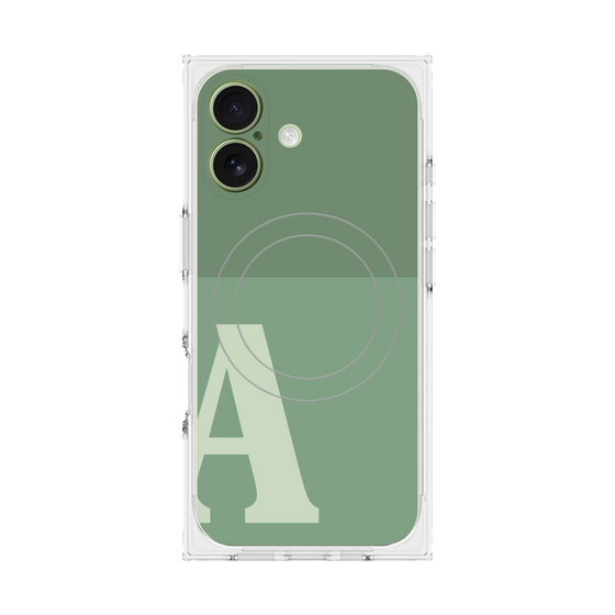 プレミアムスクエアケース with MagSafe［ オリジナル - initial two tone - A green ］