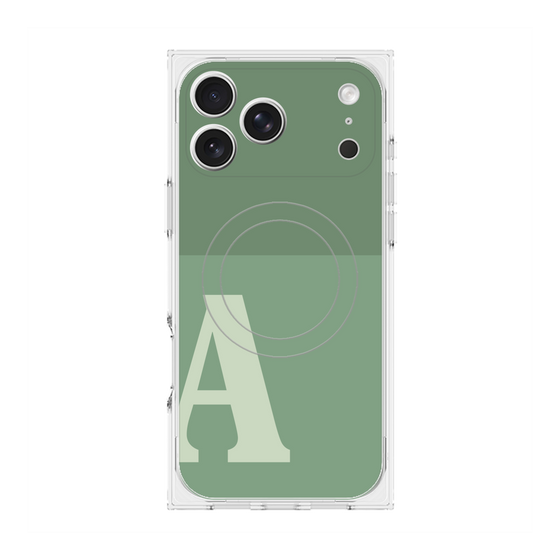 プレミアムスクエアケース with MagSafe［ オリジナル - initial two tone - A green ］