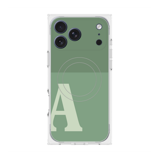 プレミアムスクエアケース with MagSafe［ オリジナル - initial two tone - A green ］