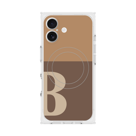 プレミアムスクエアケース with MagSafe［ オリジナル - initial two tone - B brown ］