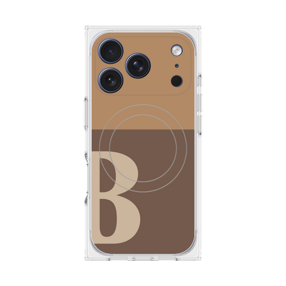 プレミアムスクエアケース with MagSafe［ オリジナル - initial two tone - B brown ］