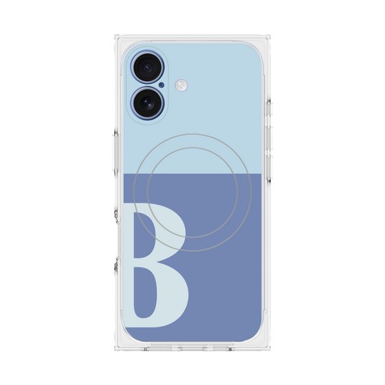 プレミアムスクエアケース with MagSafe［ オリジナル - initial two tone - B blue ］