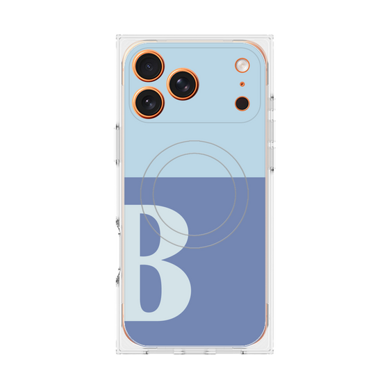 プレミアムスクエアケース with MagSafe［ オリジナル - initial two tone - B blue ］