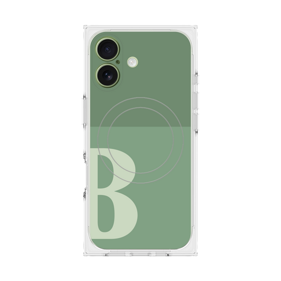 プレミアムスクエアケース with MagSafe［ オリジナル - initial two tone - B green ］