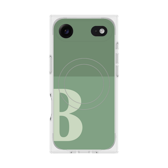プレミアムスクエアケース with MagSafe［ オリジナル - initial two tone - B green ］