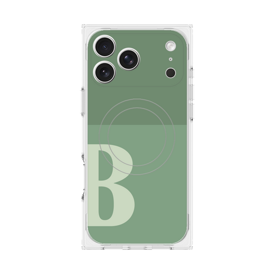 プレミアムスクエアケース with MagSafe［ オリジナル - initial two tone - B green ］