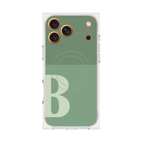 プレミアムスクエアケース with MagSafe［ オリジナル - initial two tone - B green ］