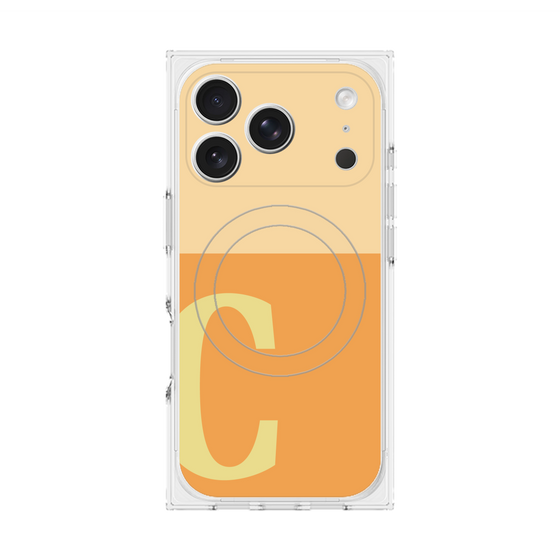 プレミアムスクエアケース with MagSafe［ オリジナル - initial two tone - C orange ］