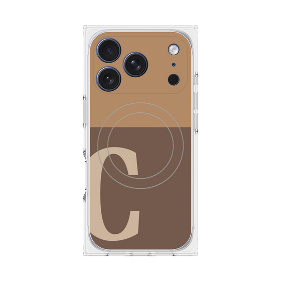 プレミアムスクエアケース with MagSafe［ オリジナル - initial two tone - C brown ］