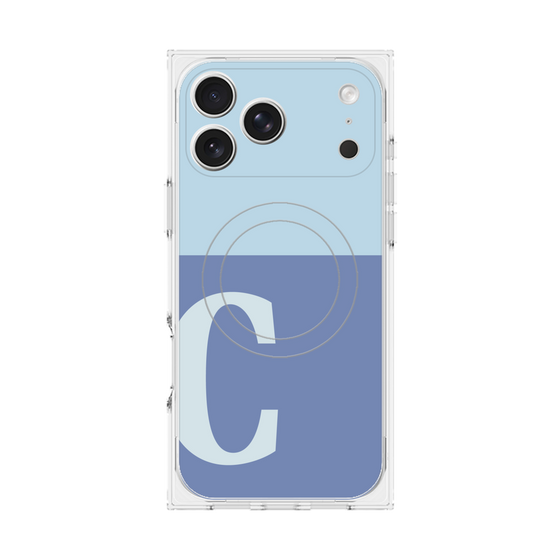 プレミアムスクエアケース with MagSafe［ オリジナル - initial two tone - C blue ］